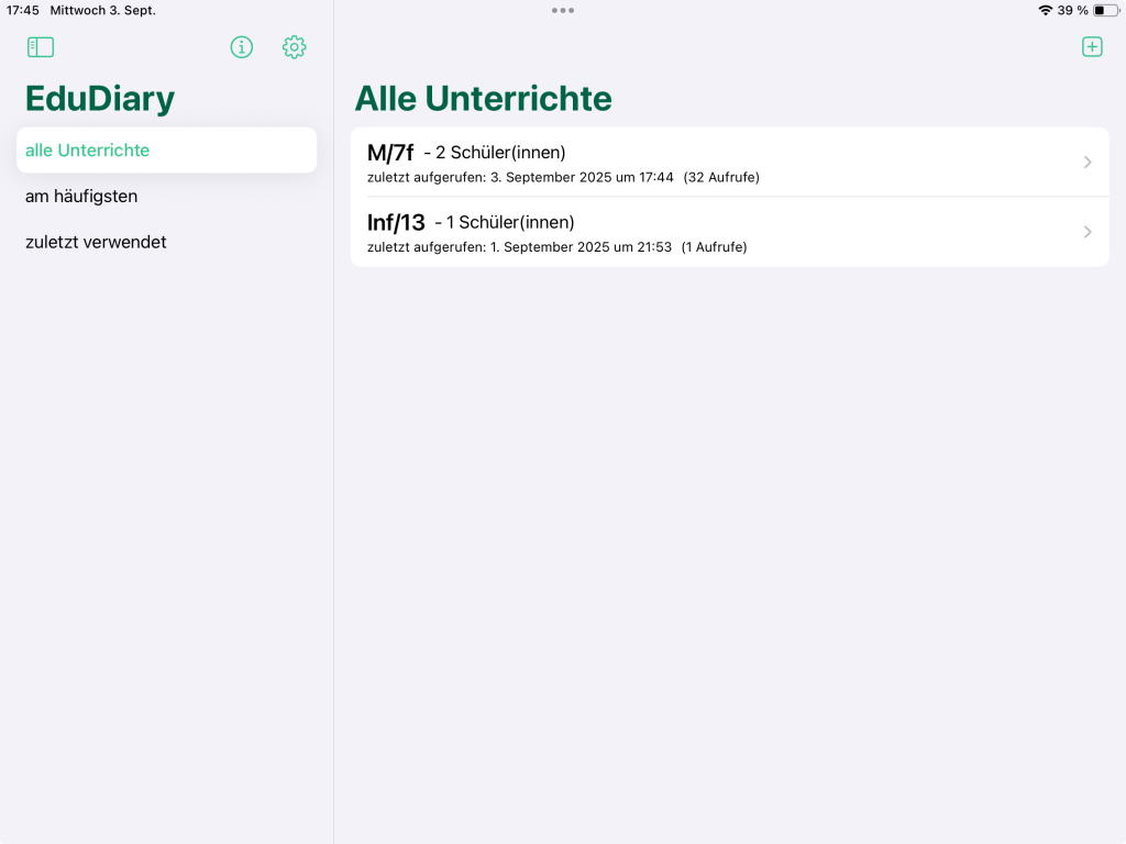 Unterrichtsanordnungsmöglichkeiten